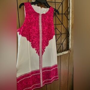 Lilly Pulitzer Fuchsia and White Sleeveless Dress